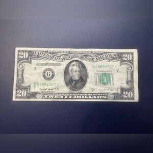 USA Twenty Dollar Bill with Star- 1950